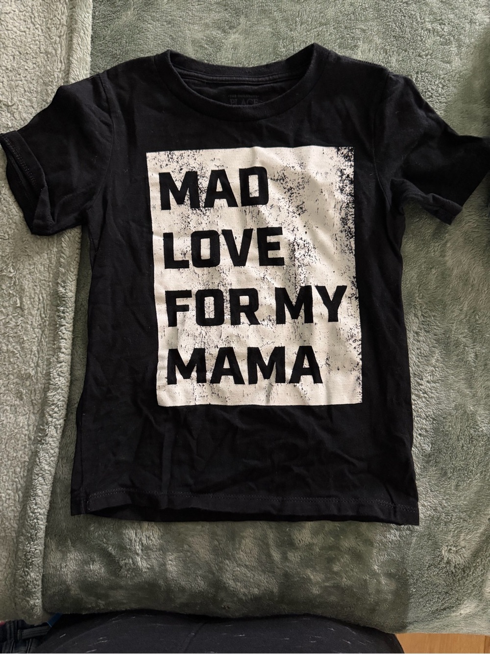 The Children's Place Black Tee with White 'MAD LOVE FOR MY MAMA' Graphic